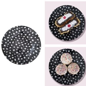 Hand Crafted Black and White Fabric Backed Dessert Plate OOAK